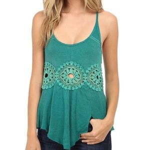 Free People Sundial Teal Crochet Tank